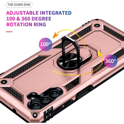 【CSmart】 Anti-Drop Hybrid Magnetic Hard Armor Case with Ring Holder for Samsung Galaxy A13 5G / A04s, Rose Gold