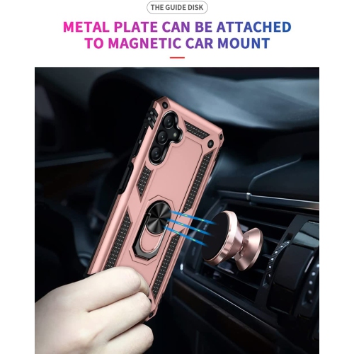 【CSmart】 Anti-Drop Hybrid Magnetic Hard Armor Case with Ring Holder for Samsung Galaxy A13 5G / A04s, Rose Gold