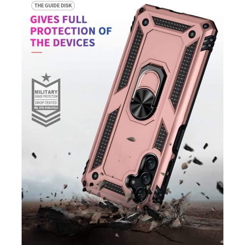 【CSmart】 Anti-Drop Hybrid Magnetic Hard Armor Case with Ring Holder for Samsung Galaxy A13 5G / A04s, Rose Gold