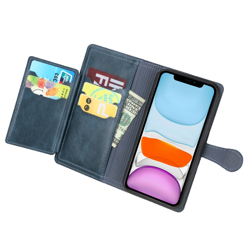 PIERO Leather Zipper Wallet Case Flip Card Holder Stand Phone Cover Premium Leather Flip Cover for Samsung Galaxy S21 FE -Cyan