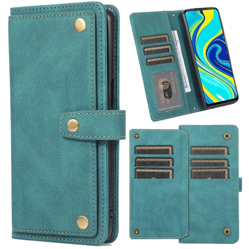 LORIS & CASE  Retro Flip Wallet Case With 9 Card Slots Kickstand Pu Leather Folio Wrist Strap Purse Phone Cover for Samsung Galaxy S22 Plus -Cyan