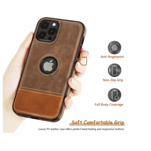RichBoss Leather Case Ultra Thin Case High Quality Back Cover Business Shell Phone Case for iPhone 13 -Brown