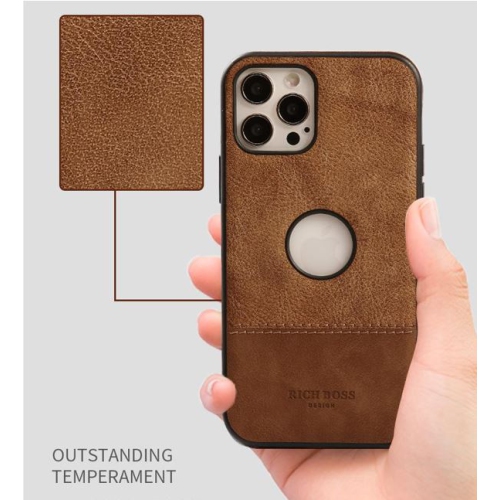RichBoss Leather Case Ultra Thin Case High Quality Back Cover Business Shell Phone Case for iPhone 13 -Brown
