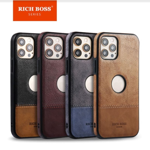 RichBoss Leather Case Ultra Thin Case High Quality Back Cover Business Shell Phone Case for iPhone 13 -Brown