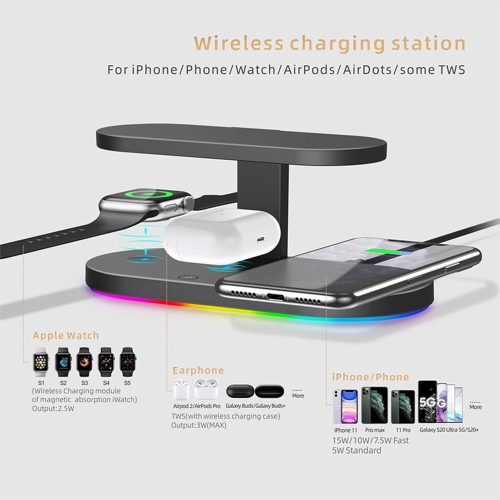 TopSave UV Sterilization Light Wireless Charger,3 in 1 Wireless Charger Station 15W Fast Charging Stand for iPhone and Smart Phone