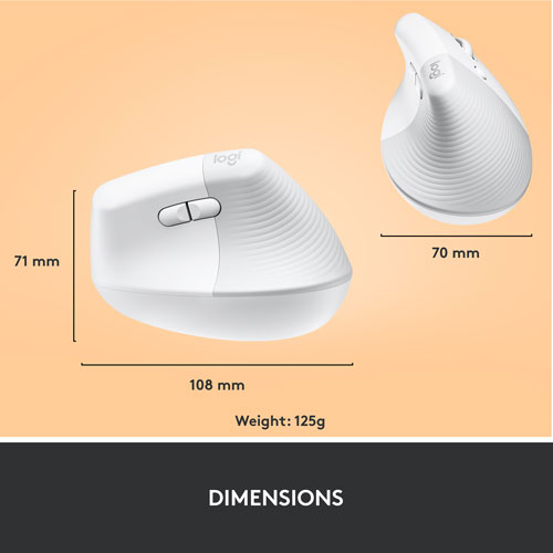 Souris ergonomique sans fil verticale de 4000 ppp Lift de Logitech - Blanc