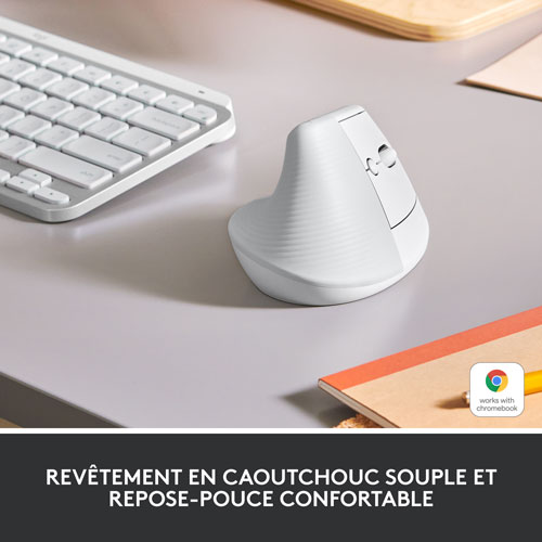 Souris ergonomique sans fil verticale de 4000 ppp Lift de Logitech - Blanc