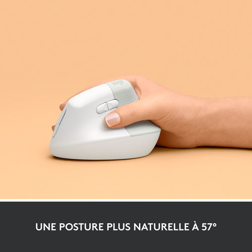 Souris ergonomique sans fil verticale de 4000 ppp Lift de Logitech - Blanc