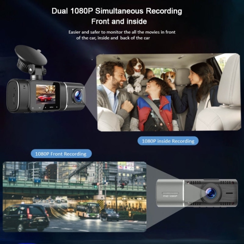 Infinity Dual Car Dash Cam Front And Inside 24 Hr Parking Monitor Full HD 1080P Video Recorder IR Night Vision 310° Wide Angle Car Driving Record