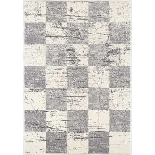 RUG BRANCH  Prana Contemporary Checkered White/grey Indoor Area Rug