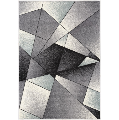 RUG BRANCH  Nour Contemporary Geometric Grey/red Indoor Area Rug