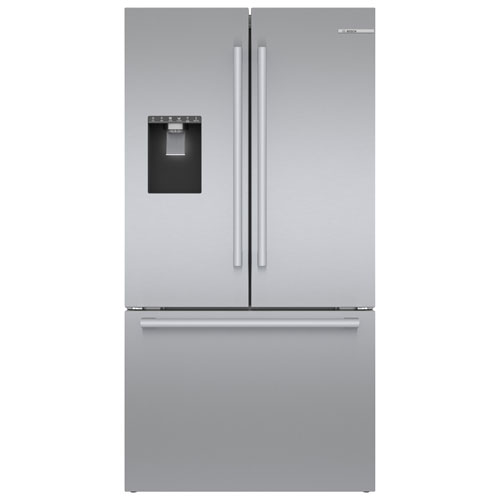Réfrigérateur 2 portes 26 pi³ 36 po à distributeur d'eau et de glaçons de Bosch - Inox