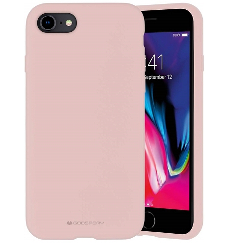 GOOSPERY  Topsave Liquid Silicone Rubber Bumper Case With Soft Microfiber for Iphone 7/8/se 4.7" Sand In Pink