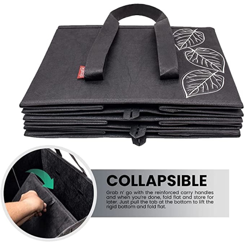 Sacs d'épicerie pliables réutilisables et lavables avec bas renforcés noirs de Planet E