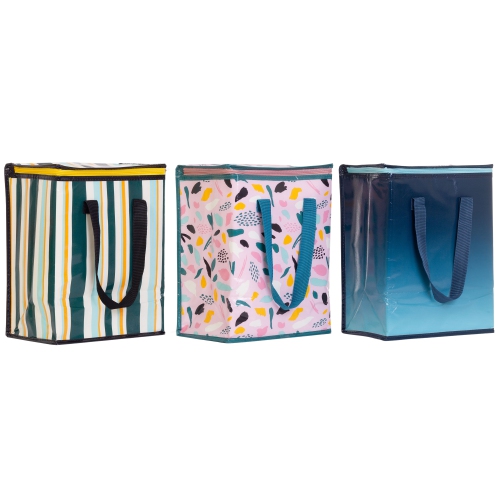 Planet E Reusable Grocery Shopping Bags – Colorful Collapsible Insulated Zippered Coolers