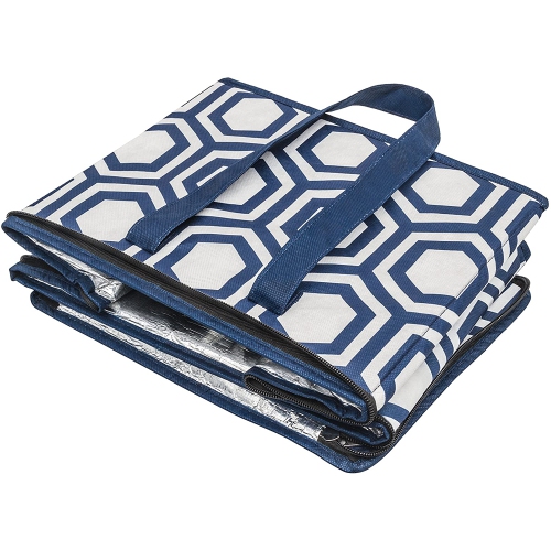 Planet E Reusable Grocery Shopping Bags – Large Collapsible Insulated Zippered Coolers with Reinforced Bottom Made of Recycled Plastic