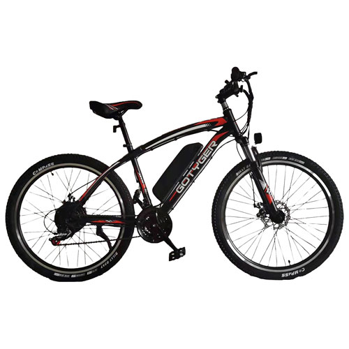GoTyger 500W Electric Mountain Bike with up to 100km Battery Life - Black - Only at Best Buy