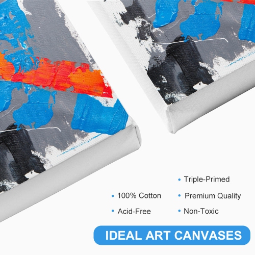 Students, Beginners, Professionals Painting Stretched Blank Canvas, White, 100% Cotton, 8/Pack - Moustache® - 12" x 16"