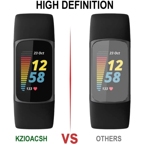 2 protecteurs d’écran pour charge 5 de Fitbit, couverture complète, TPU souple, protection d’écran, noir + argenté