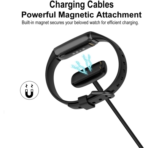 Charger Cable for Fitbit Charge 6, Charge 5, Luxe 3.3Ft Replacement USB Fast Charging Cable Dock Stand, Durable Magnetic Power Cord Accessories, Black