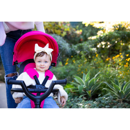 Joovy Tricycoo UL 7.5" Kids Folding Push/Pedal Tricycle - Pink Crush