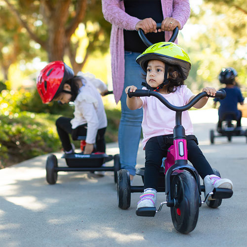 Joovy Tricycoo 9" Kids Push/Pedal Tricycle - Pink Crush