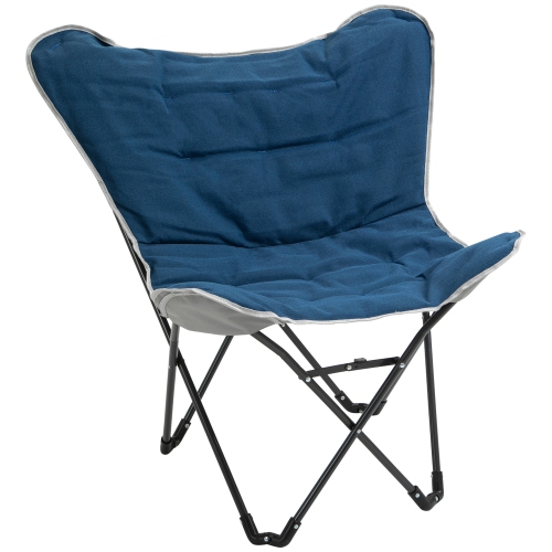 Outsunny Folding Camping Chair, Oversized Padded Lawn Chair w/ Steel Frame  for Outdoor, Beach, Picnic, Hiking, Travel, Blue