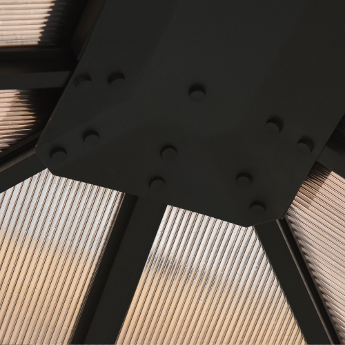 Abri de jardin Outsunny de 10 x 13 pi, auvent de jardin rigide avec cadre en aluminium et toit en polycarbonate, abri extérieur avec marquise de