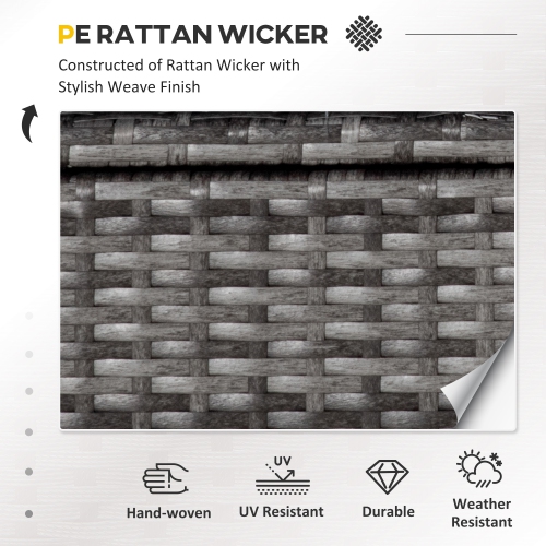 Outsunny 4 Pieces Patio Furniture Set with Cushions, Outdoor PE Rattan Wicker Conversation Garden Sofa Set with 2-Seater Chairs & Glass Coffee Table,