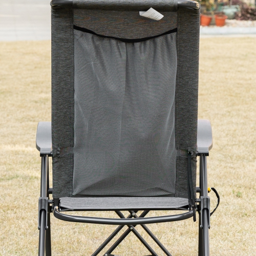 Outsunny Patio Lounge Chair Outdoor Lounger Recliner Folding Camping Chair with Footrest and Storage Pocket, Black Grey