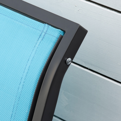 Outsunny Banc à bascule de jardin 2 places design contemporain grand confort accoudoirs assise et dossier ergonomique acier textilène bleu