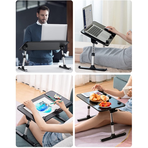 Laptop Desk for Bed, SAIJI Lap Desks Bed Trays for Eating Writing, Adjustable Computer Laptop Stand, Foldable Lap Table in Sofa and Couch