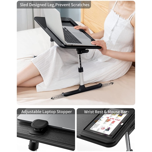 Laptop Desk for Bed, SAIJI Lap Desks Bed Trays for Eating Writing, Adjustable Computer Laptop Stand, Foldable Lap Table in Sofa and Couch