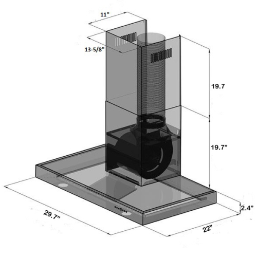 ROXON 900 CFM STAINLESS STEEL 30 Inches Range Hood Wall Mounted Kitchen Exhaust Fan Style RXN-W44AH-30