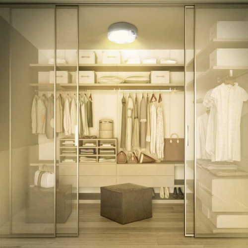 Battery Powered Ultra Bright 80 LED 400 Lumens Motion Sensor Ceiling Light with Cool or Warm light - LIVINGbasics® - Natural