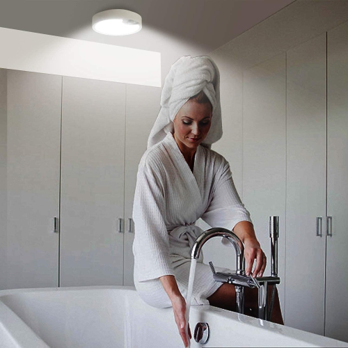 Battery Powered Ultra Bright 80 LED 400 Lumens Motion Sensor Ceiling Light with Cool or Warm light - LIVINGbasics® - White