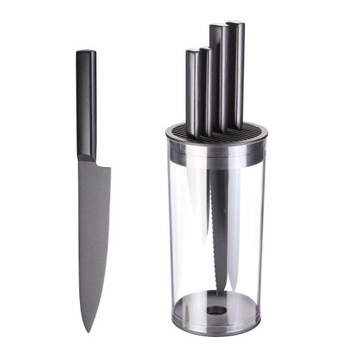 Kitchen Room Knife Set Universal Transparent Barrel and 5 Stainless Steel Knives-5 Packs
