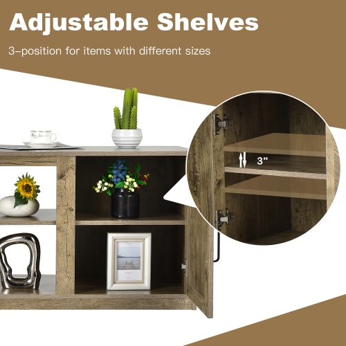 Costway 58" TV Stand Entertainment Console Center W/ 2 Cabinets for 65" TV