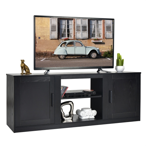 COSTWAY  58" Tv Stand Entertainment Console Center W/ 2 Cabinets for 65" Tv