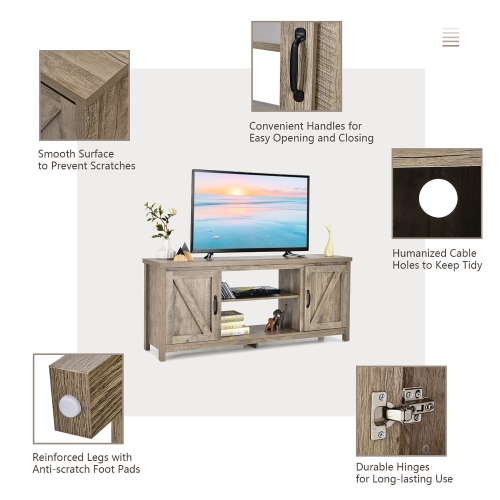 Costway 59" TV Stand Media Console Center w/ Storage Cabinet for 65" TV
