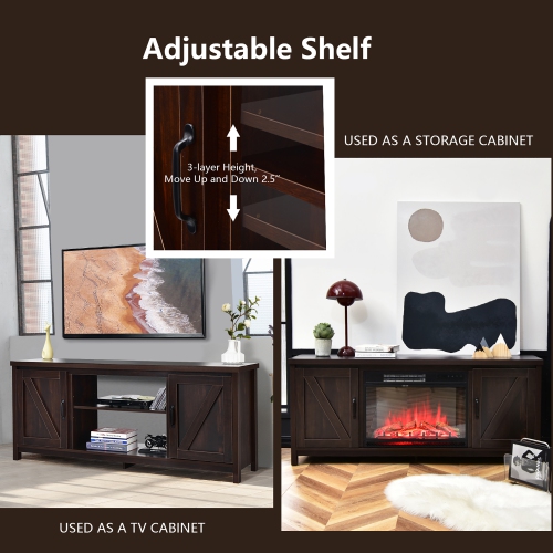 Costway 59" TV Stand Media Console Center w/ Storage Cabinet for 65" TV