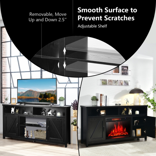 Costway 59" TV Stand Media Center Console Cabinet w/ Barn Door for TV's 65"