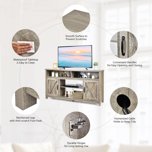 Costway 59" TV Stand Media Center Console Cabinet w/ Barn Door for TV's 65"