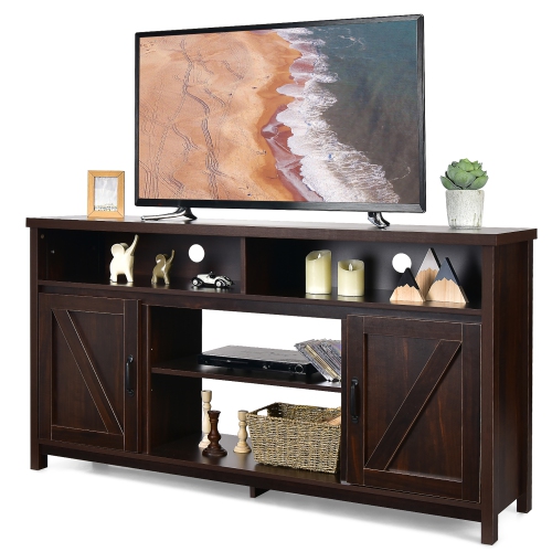 Costway 59" TV Stand Media Center Console Cabinet w/ Barn Door for TV's 65"