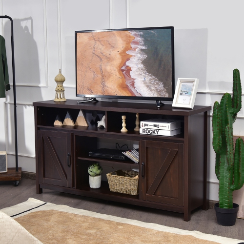 Costway 59" TV Stand Media Center Console Cabinet w/ Barn Door for TV's 65"