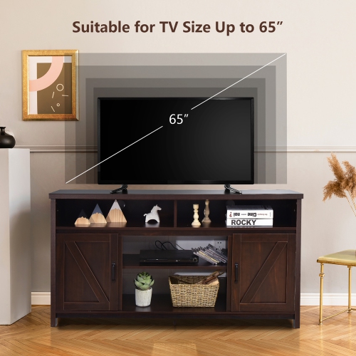 Costway 59" TV Stand Media Center Console Cabinet w/ Barn Door for TV's 65"