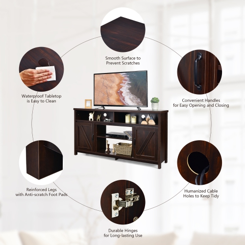 Costway 59" TV Stand Media Center Console Cabinet w/ Barn Door for TV's 65"