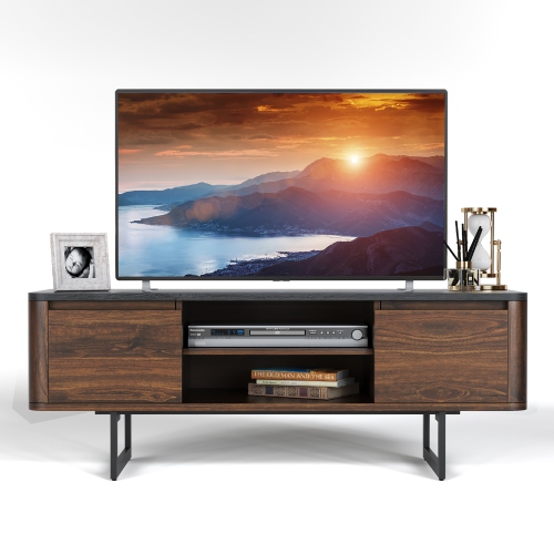 Costway TV Stand Entertainment Media Console w/ 2 Cabinets & Adjustable Shelf