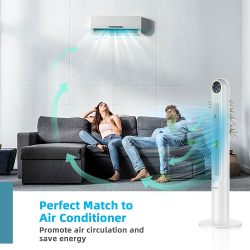 Marque Costway Ventilateur tour 106,6 cm Panneau d'affichage intelligent Minuterie 12 h Ventilateur oscillant à 80 degrés avec télécommande Noir