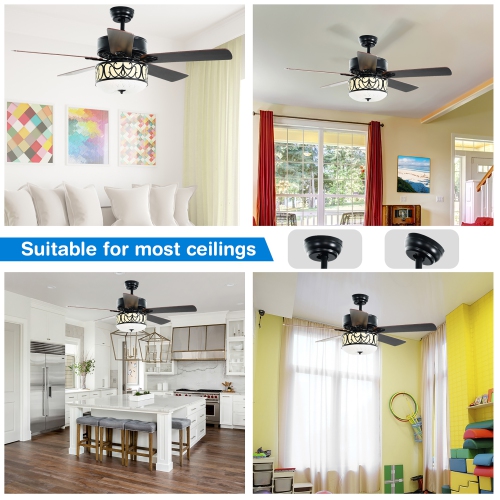 Costway 52" Ceiling Fan W/Light Reversible Blade Adjustable Speed Remote Control